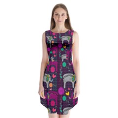 Colorful Elephants Love Background Sleeveless Chiffon Dress   by Simbadda