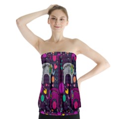 Colorful Elephants Love Background Strapless Top