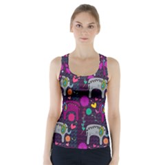 Colorful Elephants Love Background Racer Back Sports Top