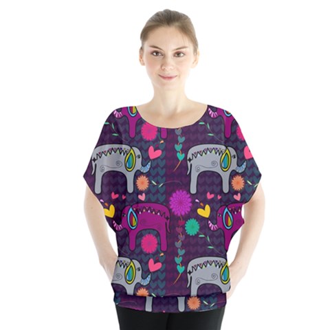 Colorful Elephants Love Background Blouse by Simbadda