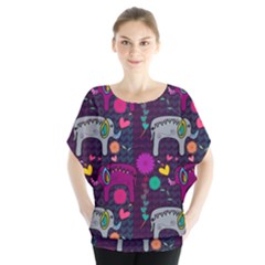 Colorful Elephants Love Background Blouse