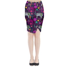 Colorful Elephants Love Background Midi Wrap Pencil Skirt