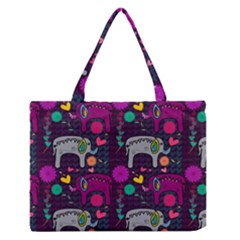 Colorful Elephants Love Background Medium Zipper Tote Bag