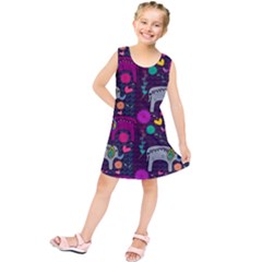 Colorful Elephants Love Background Kids  Tunic Dress by Simbadda