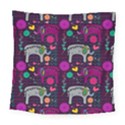 Colorful Elephants Love Background Square Tapestry (Large) View1