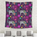 Colorful Elephants Love Background Square Tapestry (Large) View2