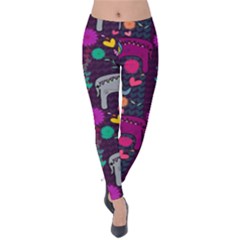 Colorful Elephants Love Background Velvet Leggings