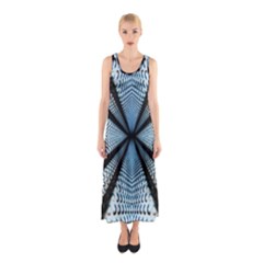 Dimension Metal Abstract Obtained Through Mirroring Sleeveless Maxi Dress by Simbadda