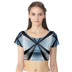 Dimension Metal Abstract Obtained Through Mirroring Short Sleeve Crop Top (tight Fit) by Simbadda