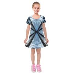 Dimension Metal Abstract Obtained Through Mirroring Kids  Short Sleeve Velvet Dress by Simbadda