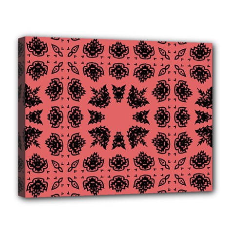 Digital Computer Graphic Seamless Patterned Ornament In A Red Colors For Design Canvas 14  X 11  by Simbadda