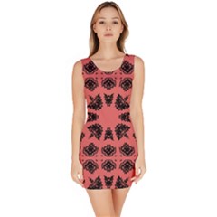 Digital Computer Graphic Seamless Patterned Ornament In A Red Colors For Design Sleeveless Bodycon Dress by Simbadda