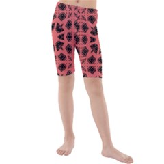 Digital Computer Graphic Seamless Patterned Ornament In A Red Colors For Design Kids  Mid Length Swim Shorts by Simbadda