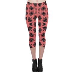 Digital Computer Graphic Seamless Patterned Ornament In A Red Colors For Design Capri Leggings  by Simbadda