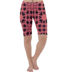 Digital Computer Graphic Seamless Patterned Ornament In A Red Colors For Design Cropped Leggings  by Simbadda