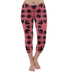 Digital Computer Graphic Seamless Patterned Ornament In A Red Colors For Design Capri Winter Leggings  by Simbadda