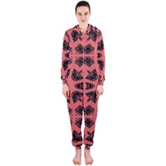 Digital Computer Graphic Seamless Patterned Ornament In A Red Colors For Design Hooded Jumpsuit (ladies)  by Simbadda