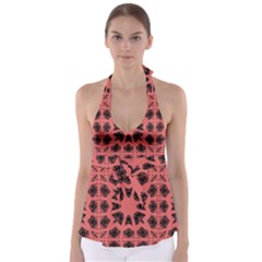 Digital Computer Graphic Seamless Patterned Ornament In A Red Colors For Design Babydoll Tankini Top by Simbadda