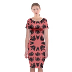 Digital Computer Graphic Seamless Patterned Ornament In A Red Colors For Design Classic Short Sleeve Midi Dress by Simbadda