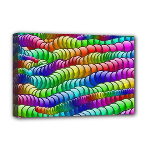 Digitally Created Abstract Rainbow Background Pattern Deluxe Canvas 18  X 12  