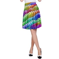 Digitally Created Abstract Rainbow Background Pattern A-line Skirt by Simbadda