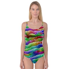 Digitally Created Abstract Rainbow Background Pattern Camisole Leotard  by Simbadda