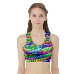 Digitally Created Abstract Rainbow Background Pattern Sports Bra With Border by Simbadda