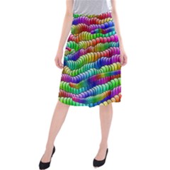 Digitally Created Abstract Rainbow Background Pattern Midi Beach Skirt by Simbadda