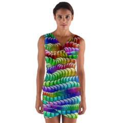 Digitally Created Abstract Rainbow Background Pattern Wrap Front Bodycon Dress by Simbadda