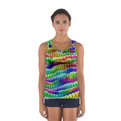 Digitally Created Abstract Rainbow Background Pattern Women s Sport Tank Top  by Simbadda