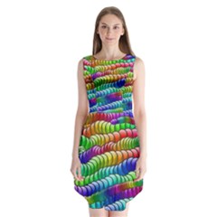 Digitally Created Abstract Rainbow Background Pattern Sleeveless Chiffon Dress   by Simbadda