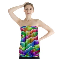 Digitally Created Abstract Rainbow Background Pattern Strapless Top by Simbadda