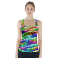 Digitally Created Abstract Rainbow Background Pattern Racer Back Sports Top by Simbadda