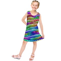 Digitally Created Abstract Rainbow Background Pattern Kids  Tunic Dress