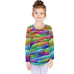 Digitally Created Abstract Rainbow Background Pattern Kids  Long Sleeve Tee