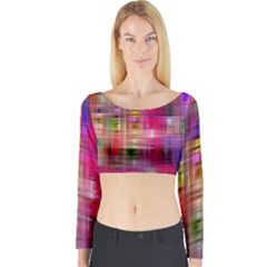 Background Abstract Weave Of Tightly Woven Colors Long Sleeve Crop Top by Simbadda