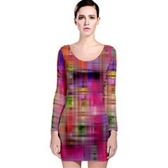 Background Abstract Weave Of Tightly Woven Colors Long Sleeve Bodycon Dress by Simbadda