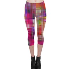 Background Abstract Weave Of Tightly Woven Colors Capri Leggings  by Simbadda