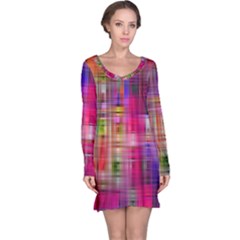 Background Abstract Weave Of Tightly Woven Colors Long Sleeve Nightdress by Simbadda