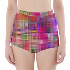 Background Abstract Weave Of Tightly Woven Colors High-waisted Bikini Bottoms by Simbadda