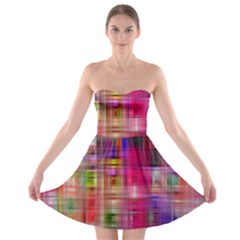 Background Abstract Weave Of Tightly Woven Colors Strapless Bra Top Dress by Simbadda