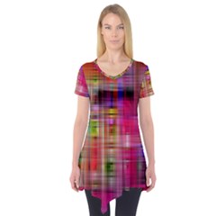 Background Abstract Weave Of Tightly Woven Colors Short Sleeve Tunic  by Simbadda