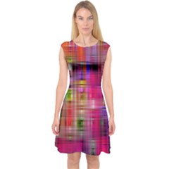 Background Abstract Weave Of Tightly Woven Colors Capsleeve Midi Dress