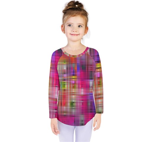 Background Abstract Weave Of Tightly Woven Colors Kids  Long Sleeve Tee by Simbadda