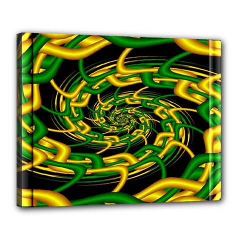 Green Yellow Fractal Vortex In 3d Glass Canvas 20  X 16  by Simbadda