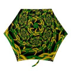 Green Yellow Fractal Vortex In 3d Glass Mini Folding Umbrellas by Simbadda