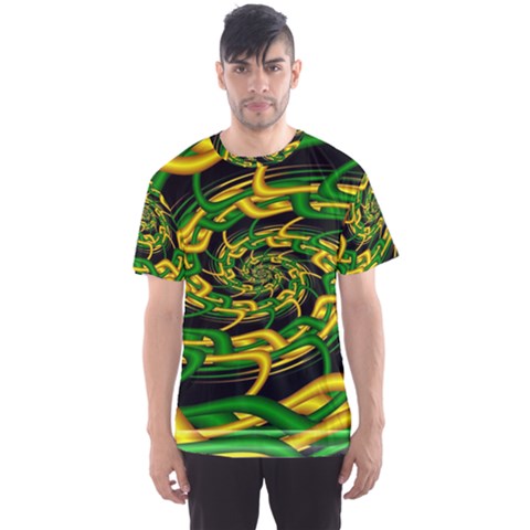 Green Yellow Fractal Vortex In 3d Glass Men s Sport Mesh Tee by Simbadda