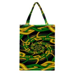 Green Yellow Fractal Vortex In 3d Glass Classic Tote Bag by Simbadda