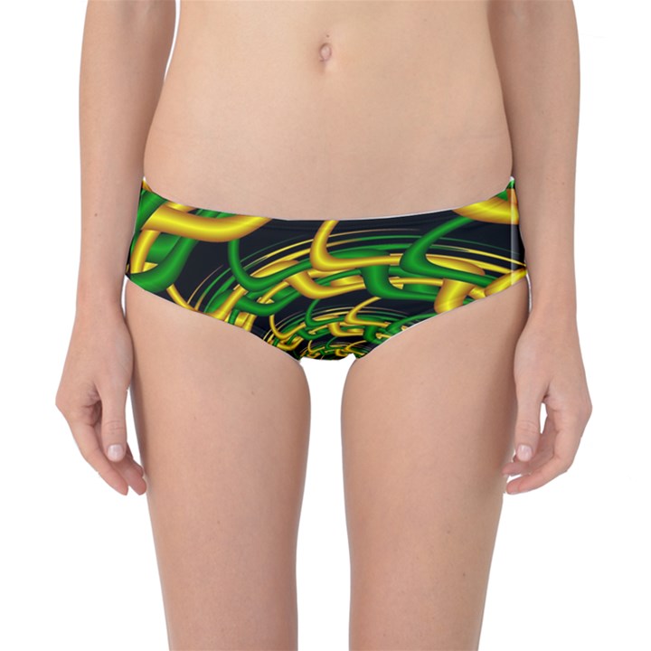 Green Yellow Fractal Vortex In 3d Glass Classic Bikini Bottoms