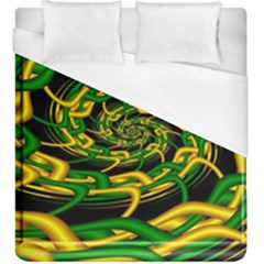 Green Yellow Fractal Vortex In 3d Glass Duvet Cover (king Size)